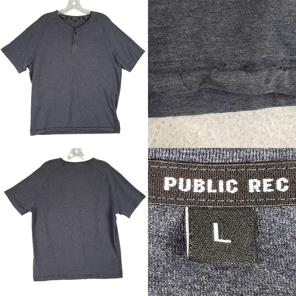 Public Rec Shirt Men’s Size Large Blue Go-To Short Sleeve Henley Stretch